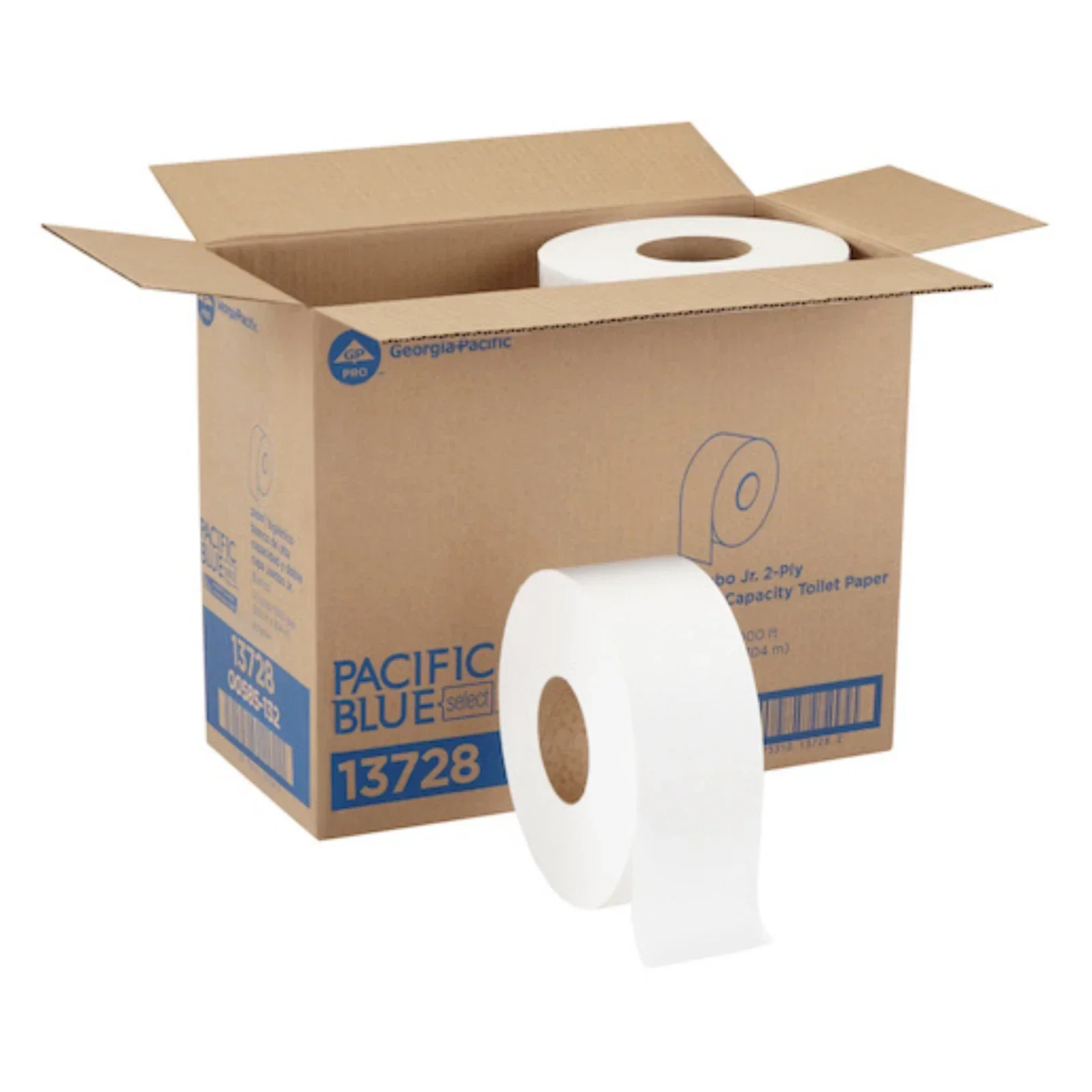 Pacific 13728 Jumbo Jr. Bathroom Tissue 2-Ply White 3½" x 1000, 8 Rl/Cs