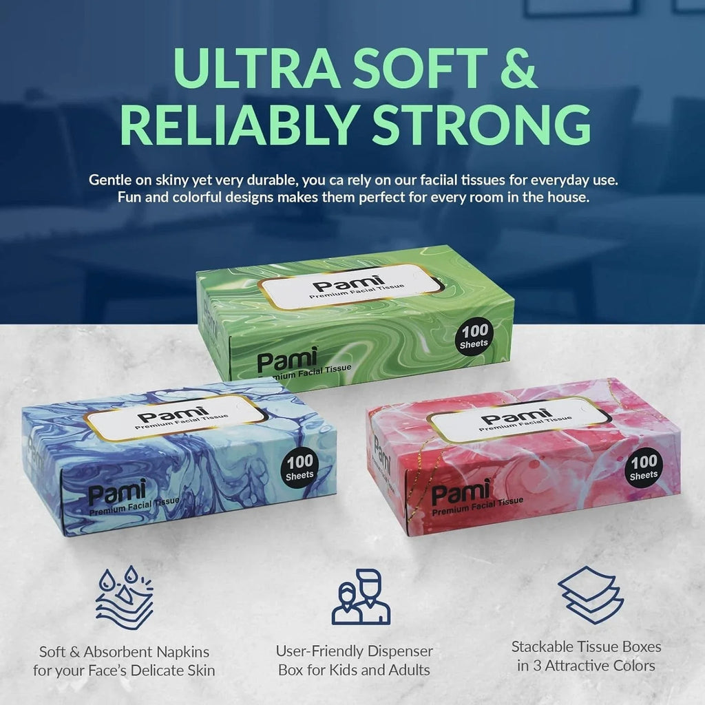 Ultra Soft Facial Tissues 3000Ct 2-Ply Bulk | 30 Boxes Home Office
