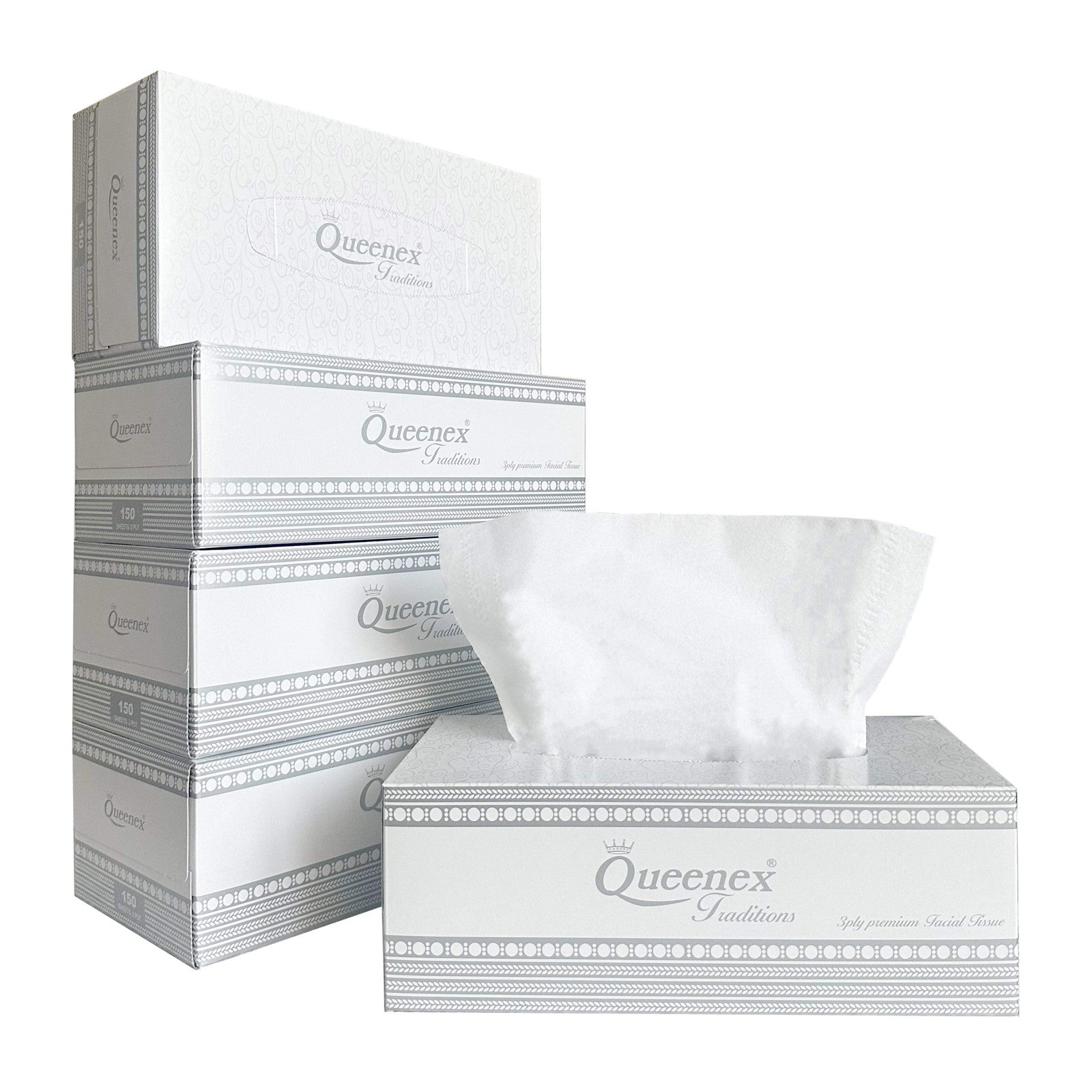 Queenex Ultra Soft Facial Tissues, 150 Tissues per Box