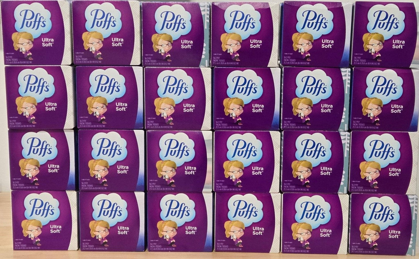 Puffs Ultra Soft 2-Ply Facial Tissues Case of 24 Cube Boxes 56 per box 1344